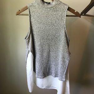 Bar III Cream and Gray Tank Top Size Medium